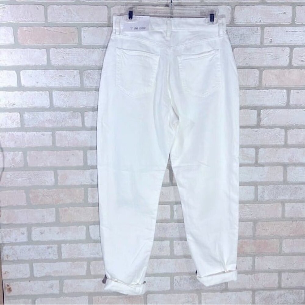 Loft NWT High Waist White Distressed Slim Pocket Boyfriend Jeans Size 26/2 - Picture 7 of 12